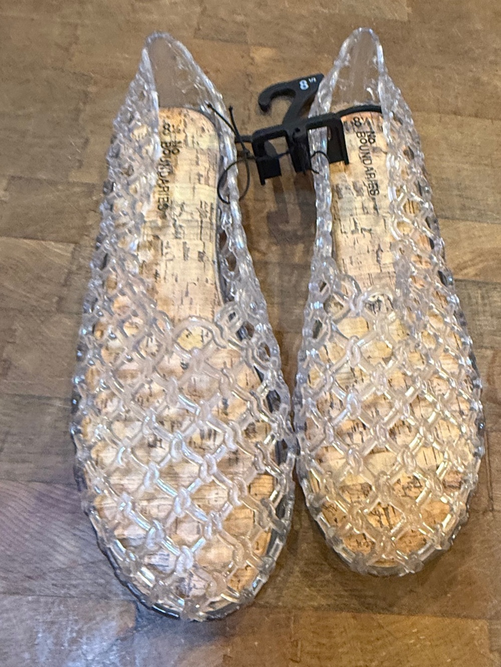 Transparent Clear Jelly Flats with Woven Detail Women’s Sz 8.5 Shoes Slip on’s